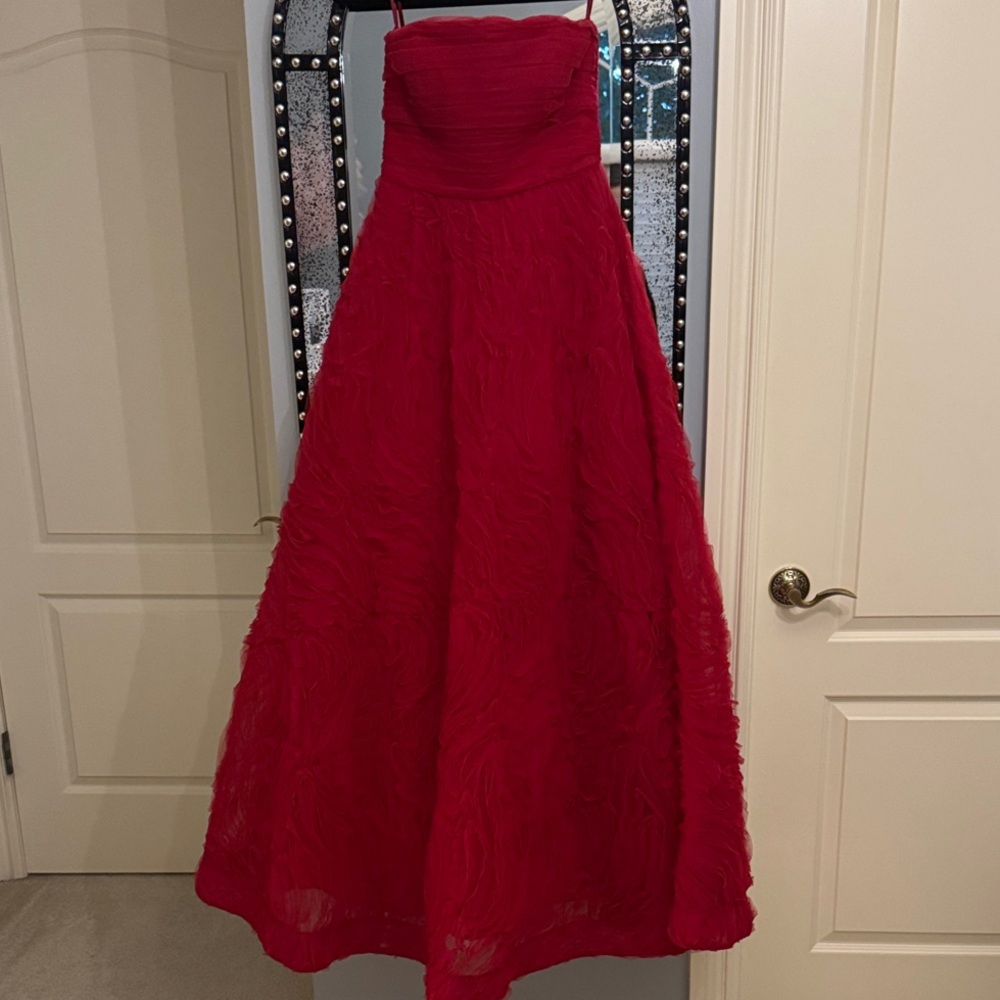 Rebecca Vallance Fernanda Red Textured Ball Gown